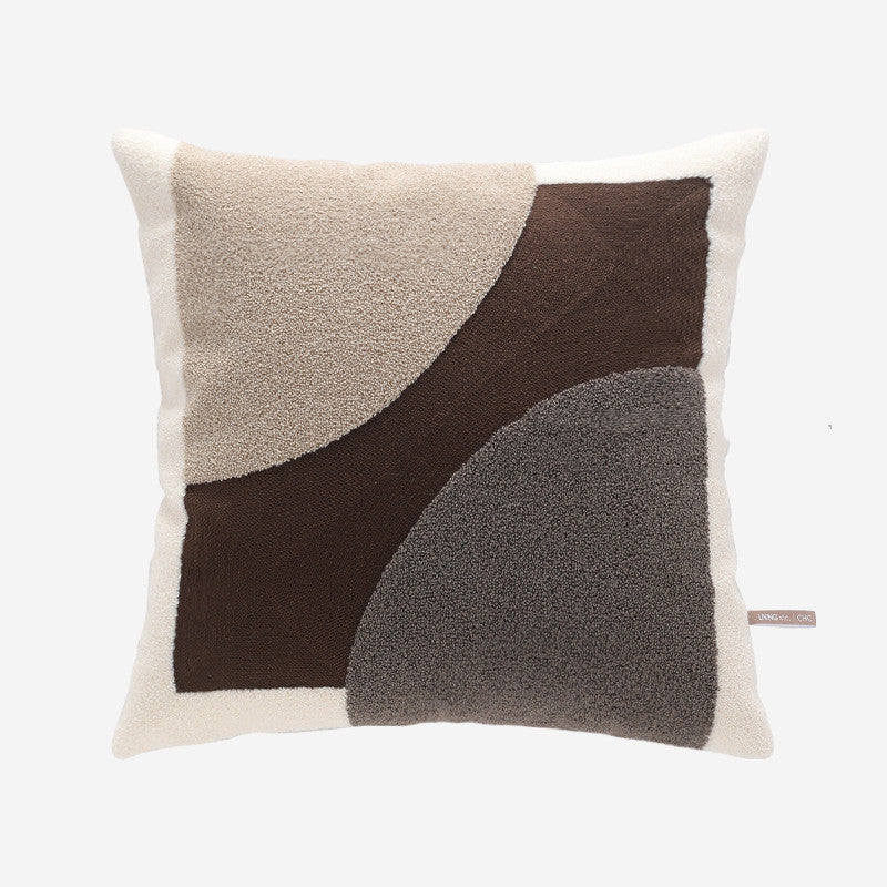 Geometric Color Block Art Embroidery Modern Minimalist Sofa Living Room Pillow